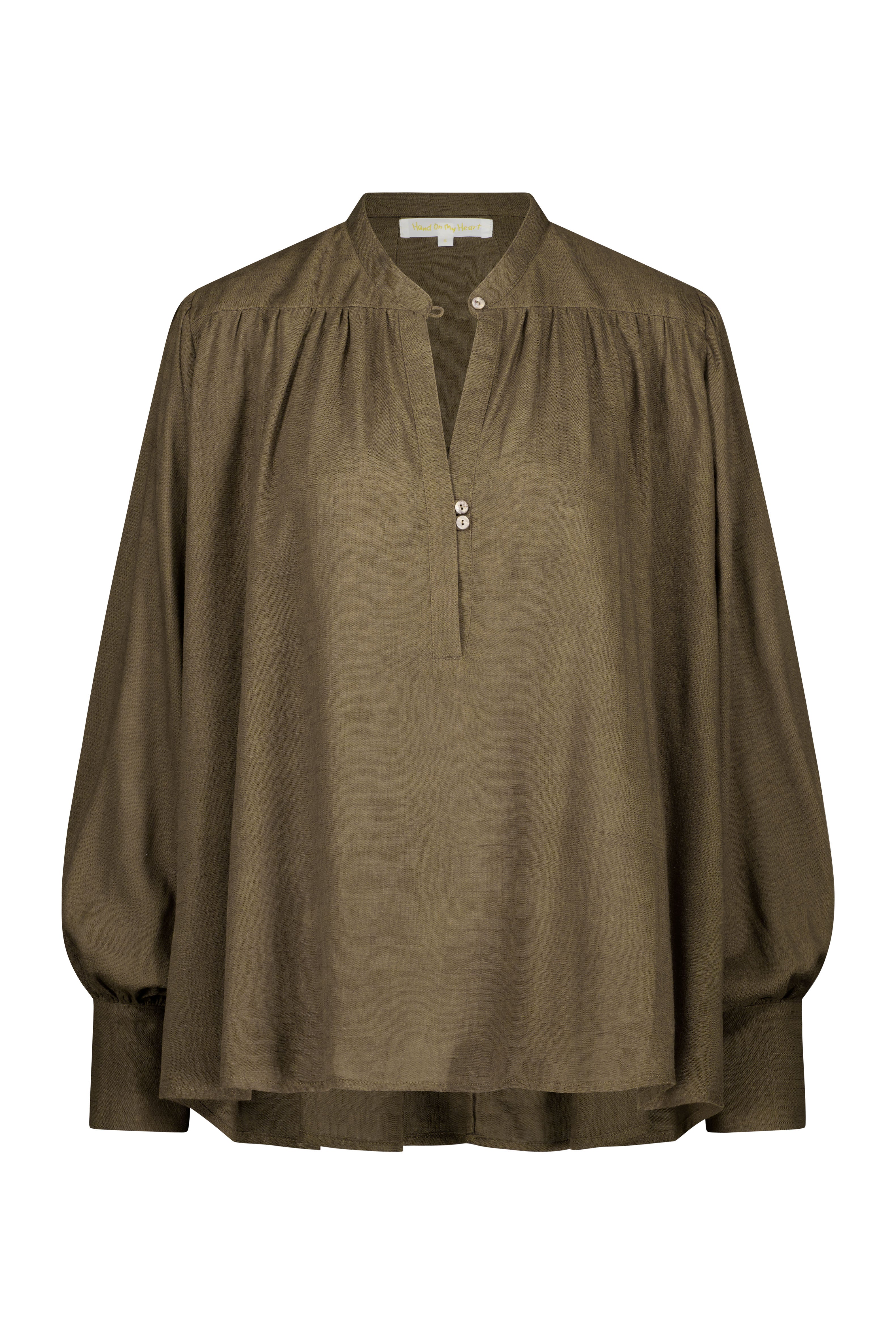 Lady Eclipse Olive Linen Blouse