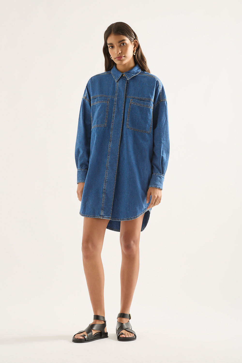 Luna Light Weight Denim Shirt Dress