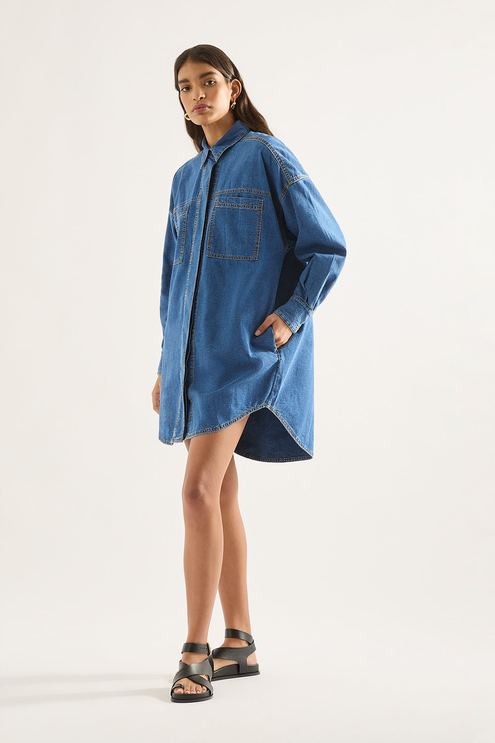 Luna Light Weight Denim Shirt Dress