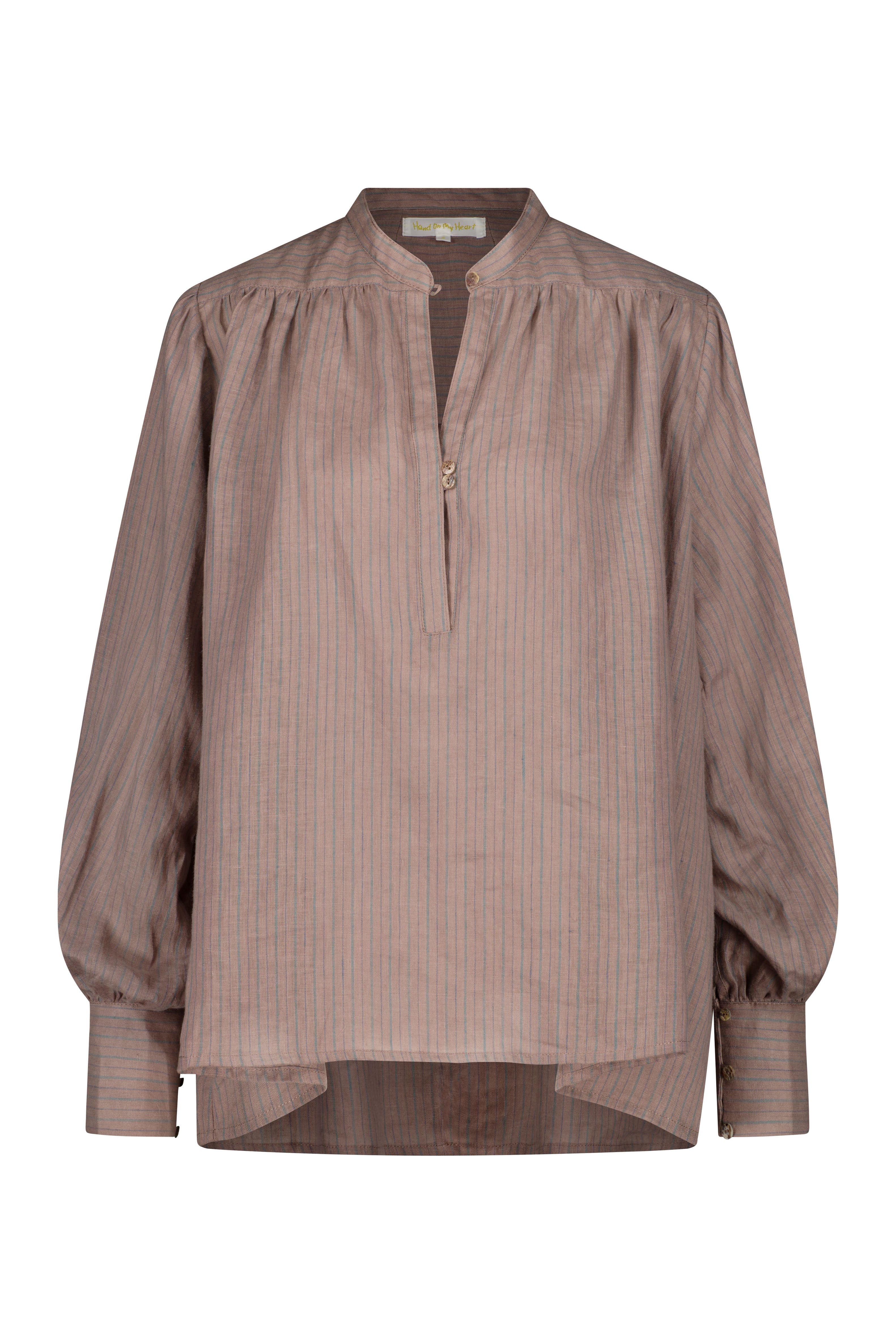 Lady Eclipse Pink Stripe Linen Blouse