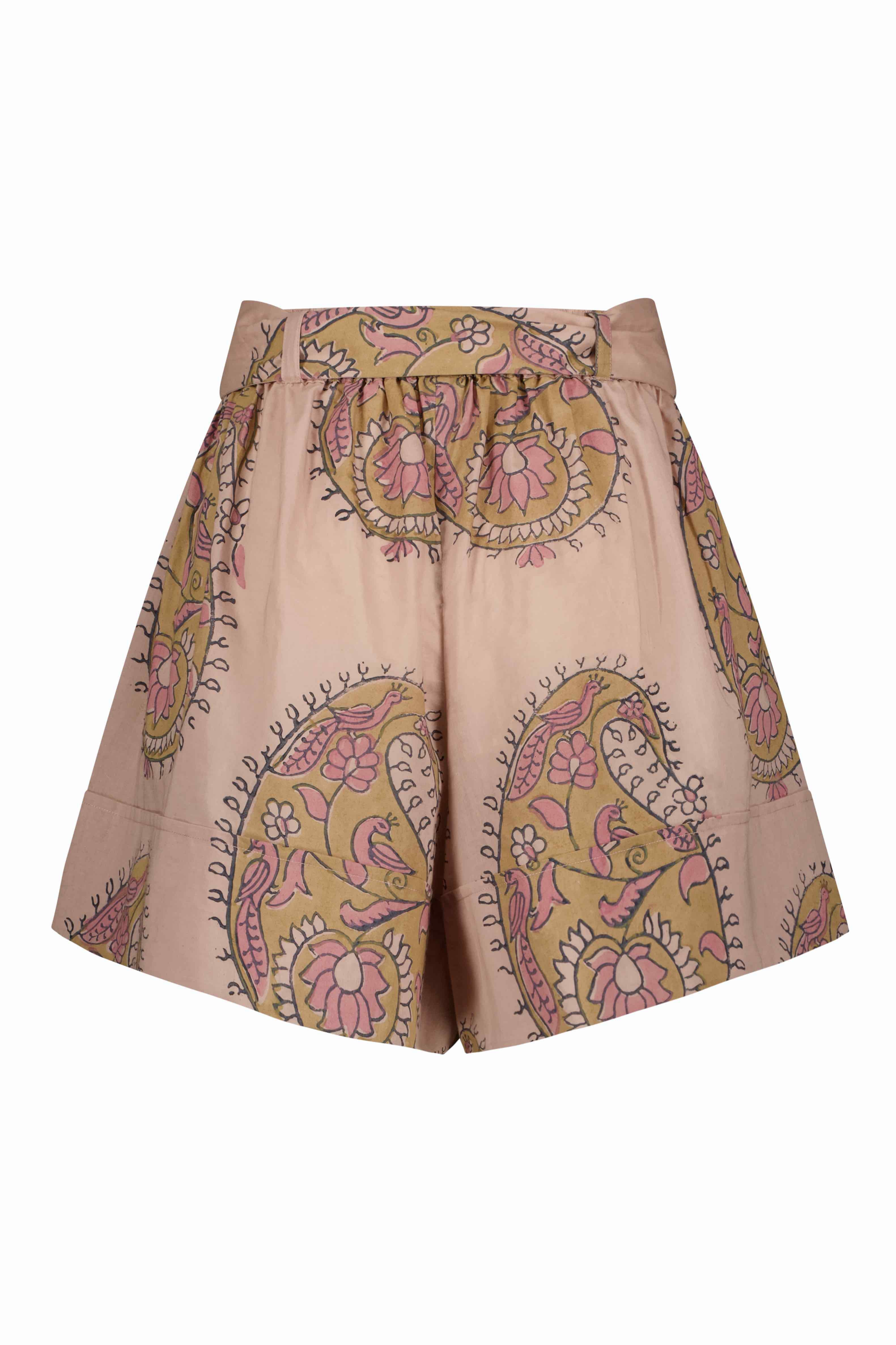 Birdie Paisley Organic Cotton  Gathered Waist Shorts