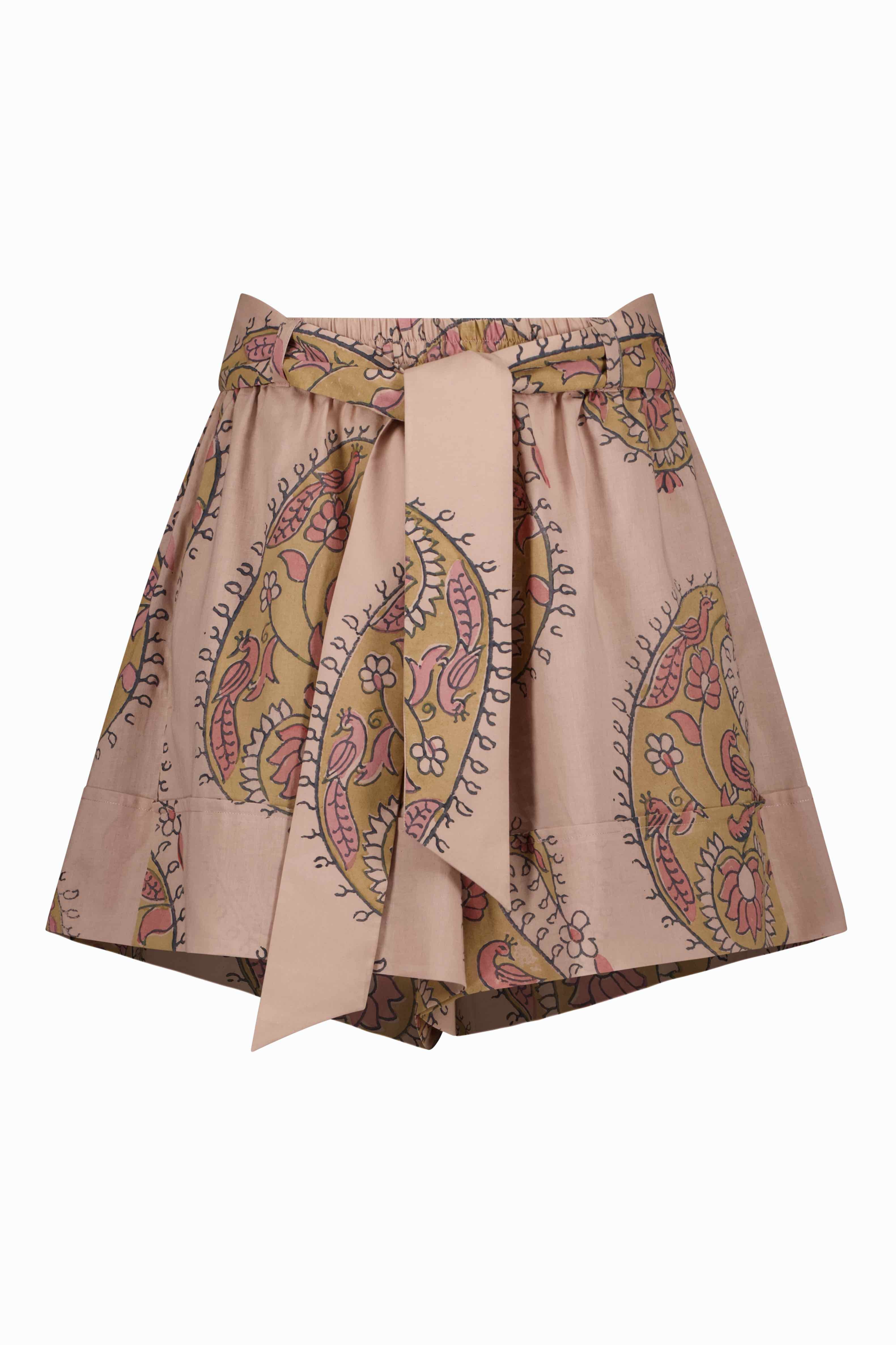 Birdie Paisley Organic Cotton  Gathered Waist Shorts