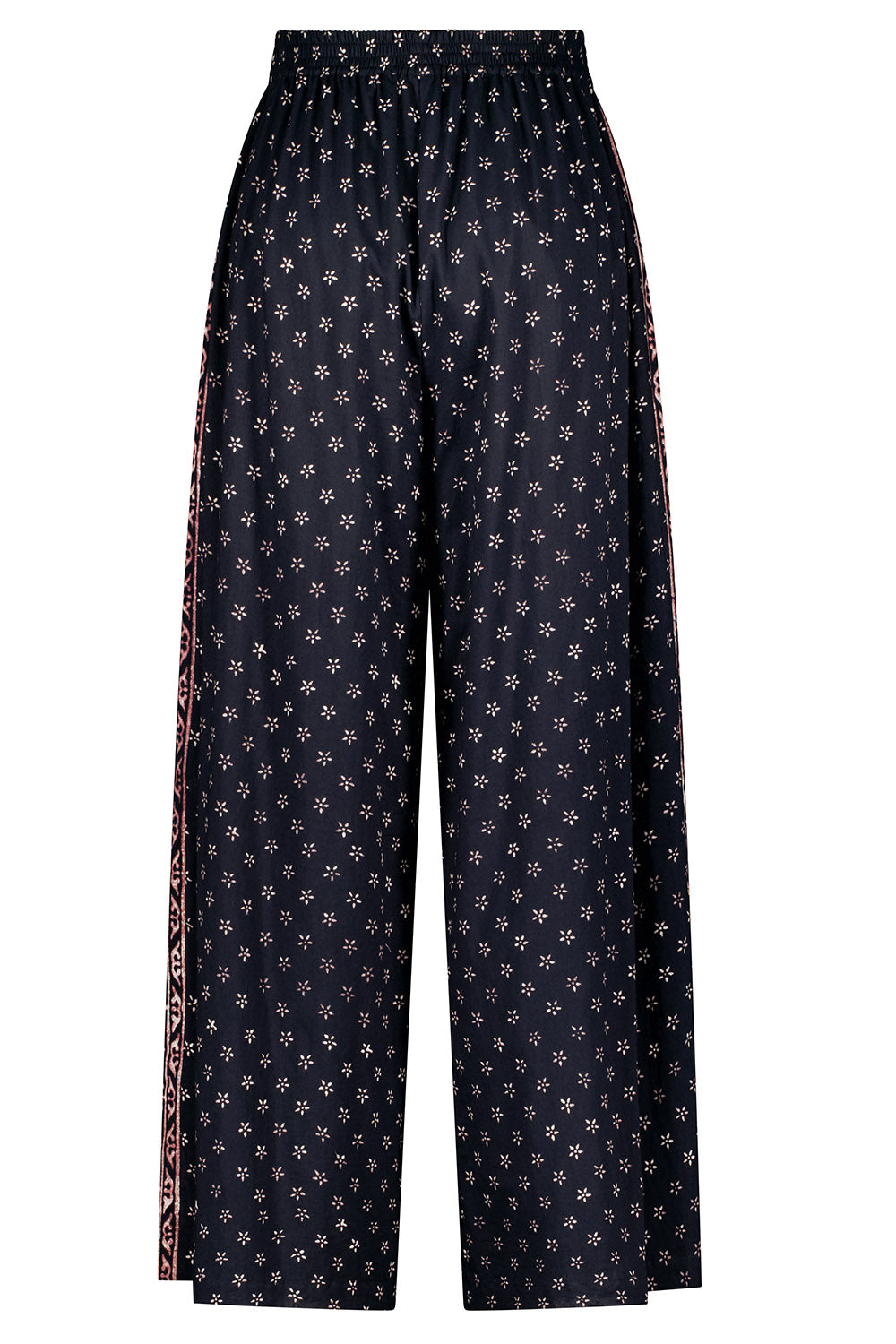 Folk Petals Resort Black Organic Cotton Pant Fully lined